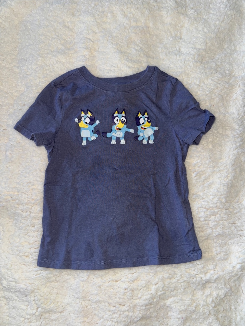 Navy Short Sleeve Kids Tee with Bluey Character
